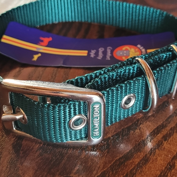 2 /$15  NEW  Hamilton Nylon Dog Collar with metal Buckle Size 18  Dark Green - Picture 7 of 7